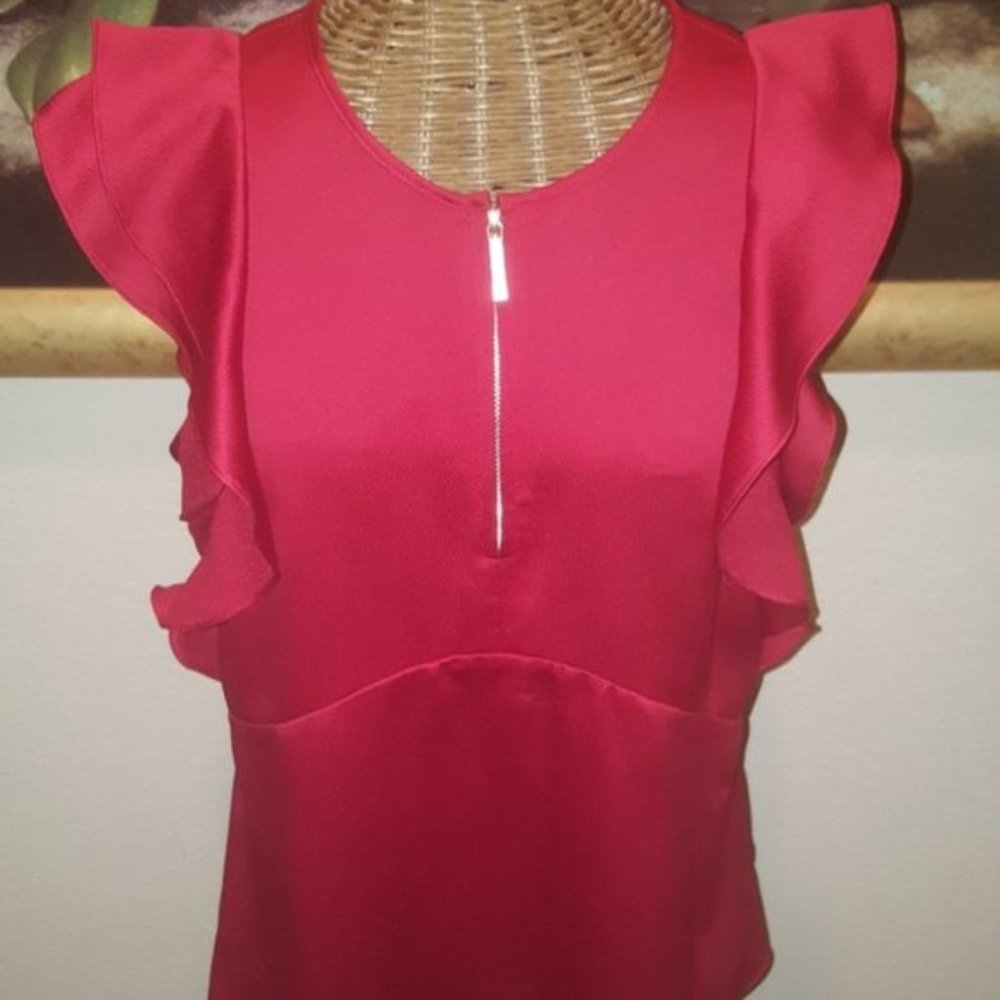 Michael Kors Red Ruffle Blouse - Picture 5 of 5
